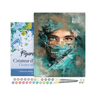 Afbeelding van Figured&#039;Art Schilderen op Nummer Volwassenen met lijst Mooie ogen Handwerk acrylverf Kit DIY Compleet 40x50cm Canvas al ingelijst