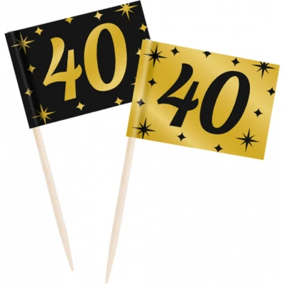 Afbeelding van Coctail Prikkers 40 jaar Classy 6,5cm 50 stuks