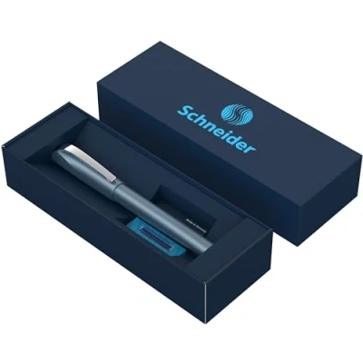 Image de Schneider Ceod Shiny Stylo roller dans un étui en carton avec cartouches d&#039;encre standard, pour droitiers et gauchers Bleu