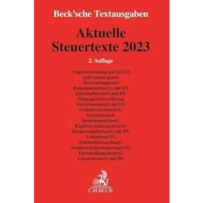 Afbeelding van Aktuelle Steuertexte 2023: Textausgabe Rechtsstand: 1. August 2023 (Beck&#039;sche Textausgaben