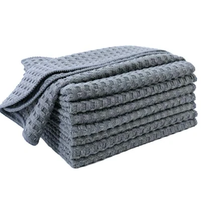 Afbeelding van POLYTE Set van 8 microvezel theedoeken met wafelpatroon 30 x cm grijs