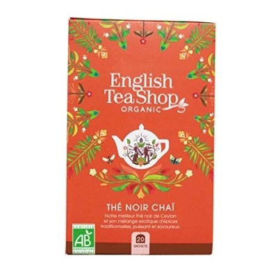 Afbeelding van English Tea Shop Biologische chai thee zwarte met traditionele kruiden Kaneel, kruidnagel en kardemom Doos van 20 theezakjes