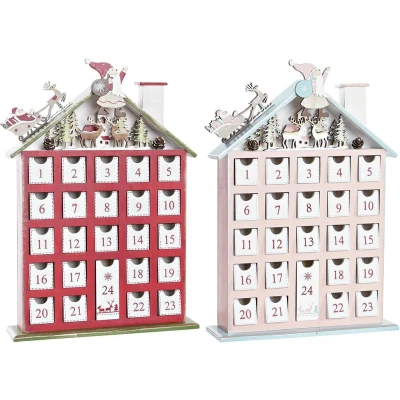 Afbeelding van Adventkalender DKD Home Decor Hout Huis (27 x 7 40 cm) (2 Stuks)
