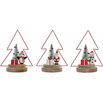 Afbeelding van Kerstversiering DKD Home Decor Boomstructuur Metaal Hout (17 x 11 21 cm) (3 pcs)
