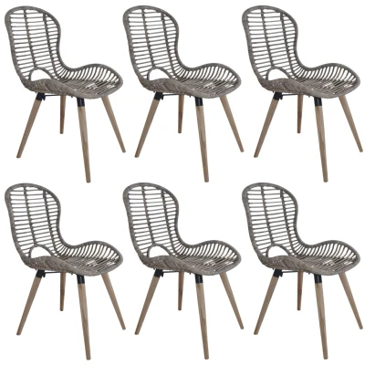 Afbeelding van Eetkamerstoelen 6 st natuurlijk rattan bruin