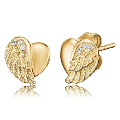 Afbeelding van Engelsrufer Oorbellen ERE LILHEARTWING STG Geelgoud verguld sterling zilver