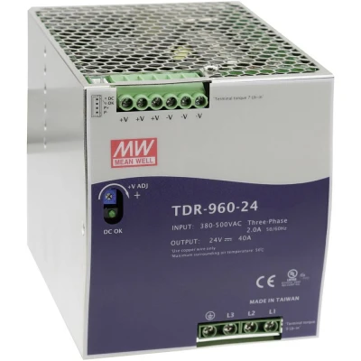 Afbeelding van Mean Well TDR 960 48 DIN rail netvoeding V/DC 20 A W Aantal uitgangen: 1 x Inhoud: stuk(s)