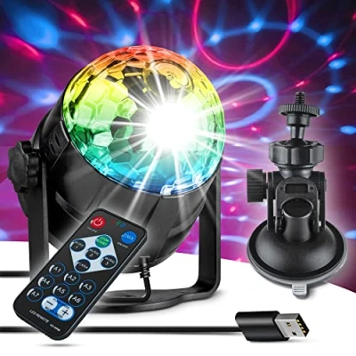 Afbeelding van Xpertance Luxe led discobal voor kinderen, muziekgestuurde discobal, 7 kleuren disco effect + 4 m USB kabel, feestlicht afstandsbediening