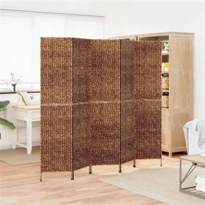 Afbeelding van Kamerscherm met 5 panelen 205x180 cm waterhyacint bruin