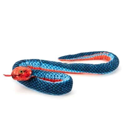 Afbeelding van Zappi Co 100% gerecycled koraalblauw slangenspeelgoed (100 cm lang), zacht, milieuvriendelijk, donkergroen voor pasgeborenen