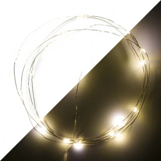 Afbeelding van Draadverlichting op batterijen 2.4 meter Konstsmide (20 LEDs, Druppels, Timer, Binnen)