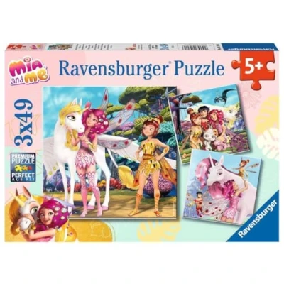Afbeelding van Ravensburger Kinderpuzzel 05701 In het land van de elfen en eenhoorn 3 x 49 stukjes Mia and Me puzzel voor kinderen vanaf 5 jaar