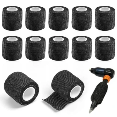 Afbeelding van mizikuu 12 stuks wegwerp tattoo grip beschermhoezen, 5 x m, cohesieve accessoires