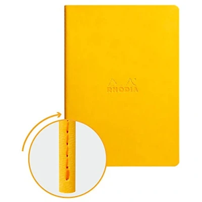 Afbeelding van RHODIA 116416C Notitieboek met zachte naad van textiel, A5, gelinieerd, 64 pagina&#039;s, lichtbruin papier, 90 g/m², omslag kunstleer, collectie Rhodiarama