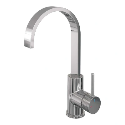 Afbeelding van Brauer Chrome carving Wastafelmengkraan opbouw hoog draaibaar platte uitloop model a chroom