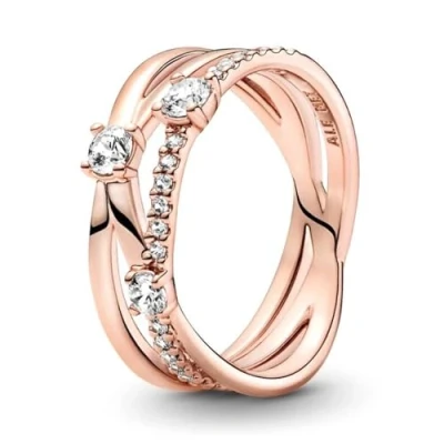 Afbeelding van Pandora Icons 14 karaat roségoud verguld metalen hart met heldere zirkonia, Metaal, Zirkonia