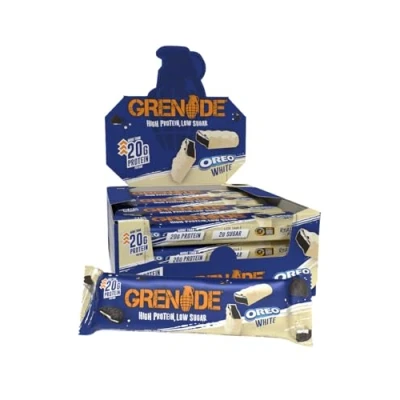 Image de Grenade Barre Hyperprotéinée à Faible Teneur en Glucides OREO White, 12 x 60 g