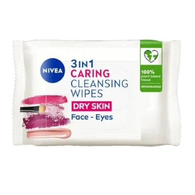 Afbeelding van NIVEA biologisch afbreekbare reinigingsdoekjes voor de droge huid (40 vellen), doekjes van plantaardige vezels, make updoekjes, gezichtsreinigingsdoekjes