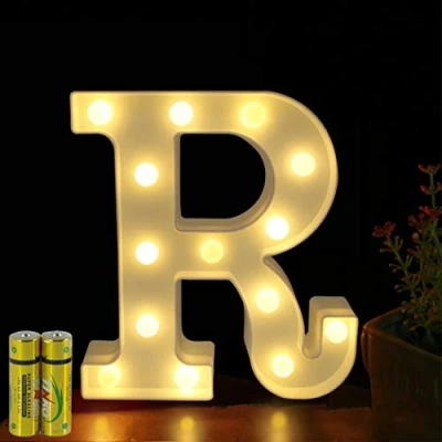 Afbeelding van HONPHIER® lichtgevende letters, alfabet ledlamp, decoratieve letter, werkt op batterijen, voor feest, bruiloft, huis, bar, decoratie (R)