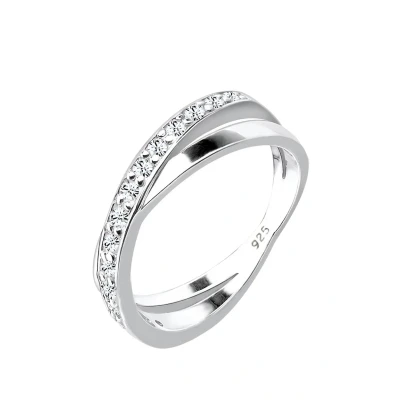 Afbeelding van Elli Classic Crossed Ring, Dames, Maat: 52, Silver