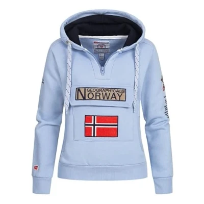 Afbeelding van Geographical Norway Gymclass Lady Sweatshirt voor dames, ritssluiting, capuchon, zakken, lange mouwen, warm, hoodie, pullover, seizoen, lente, zomer, herfst, winter, Hemelsblauw
