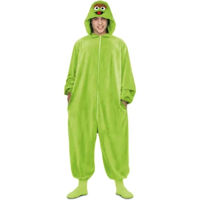 Afbeelding van Oscar Sesamstraat Onesie Kostuum Volwassenen Maat S