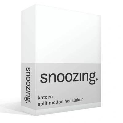 Afbeelding van Snoozing Katoen Split Molton Hoeslaken Lits jumeaux 180x200 cm Wit