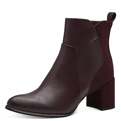 Afbeelding van Marco Tozzi Korte laarzen, Dames, Maat: 40, Bordeaux comb Textiel/ synthetisch