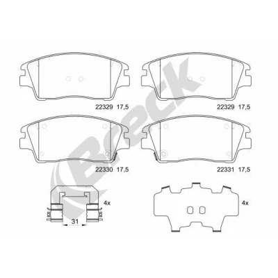 Afbeelding van BRECK 22329 00 701 Remblokkenset Met akoestische slijtagewaarschuwing anti kreukplaat toebehoren KIA: Sportage IV, HYUNDAI: Kona SUV