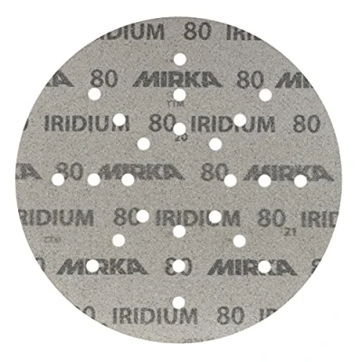 Afbeelding van Mirka Iridium schuurpapier Ø 225 mm klittenband korrel 80/25 schijven/voor gipsplaatschuurmachines voor muur en plafond, lakschuren, stopverf, primer, hout, staal, minerale materialen
