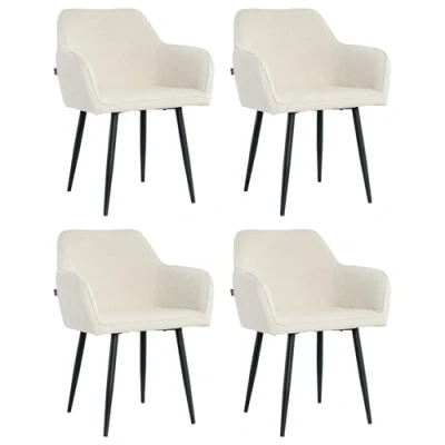 Afbeelding van Lina® Diamond Eetkamerstoel Creme Set van 4 Boucle