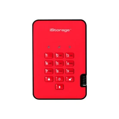 Image de iStorage diskAshur² Disque dur chiffré 1 To externe (portable) USB 3.1 Gen 5400 tours/min mémoire tampon : 8 Mo AES 256 bits, FIPS 197 rouge passion Conformité TAA