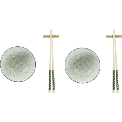 Afbeelding van Sushi set DKD Home Decor Bamboe Keramiek Wit Groen Orientaals 30 x 21 7 cm (6 Onderdelen)