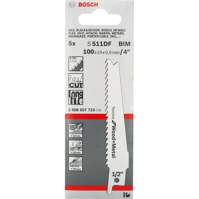 Afbeelding van Bosch s511 df bim reciprozaagblad 100x0,9mm hout (per 5 stuks)