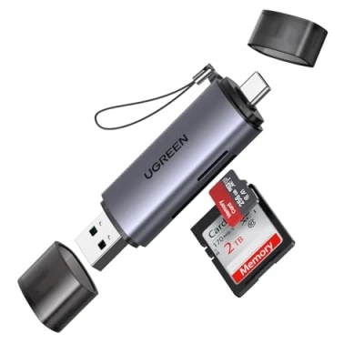 Image de Ugreen Lecteur de carte 2 en 1 (microSD, microSDHC, microSDXC, MMC, RS SD, SDHC, SDXC) USB 3.0/USB C