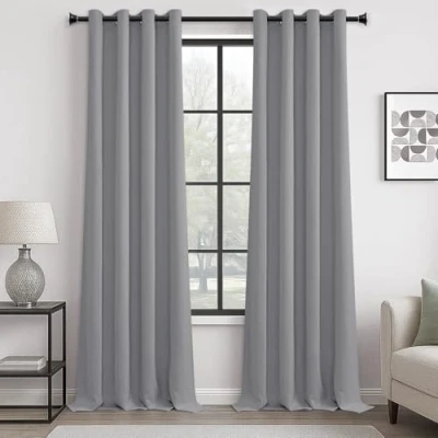 Afbeelding van MRTREES Woonkamer Gordijnen Thermisch verduisteringsgordijn Anti Koude Deur Raam Kantoor Decoratie met Oogjes, 140X245cm (B X H), Licht Grijs, Set van 2