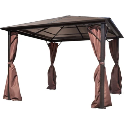 Afbeelding van Prieel met gordijn 300x300 cm aluminium bruin