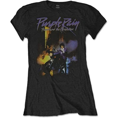 Afbeelding van Prince Purple Rain Dames T shirt M Zwart