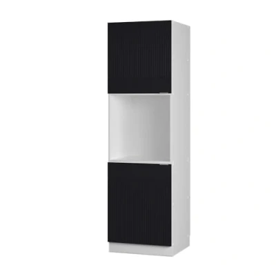 Afbeelding van Vicco Ovenombouwkast Fame Line, Zwart gestreept/Wit, 60 cm met open kast