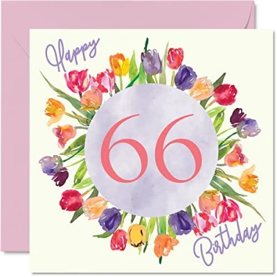 Afbeelding van Prachtige verjaardagskaarten voor vrouwen boeket tulpen aquarel verjaardagskaart haar oma mama 145 mm x mooie wenskaarten bloemen