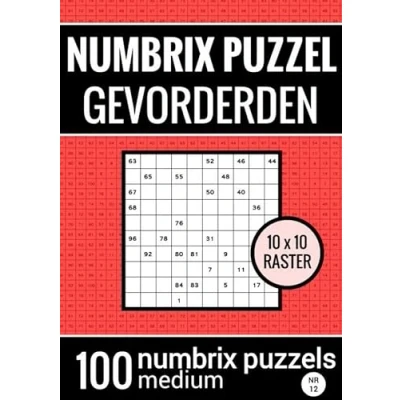 Afbeelding van Numbrix Puzzel Medium voor Gevorderden Puzzelboek met 100 Puzzels NR.12
