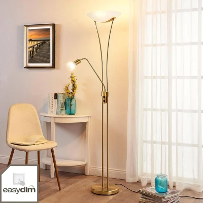 Afbeelding van Lindby Felicia uplighter met leeslamp, messing