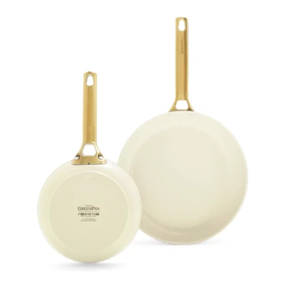 Afbeelding van GreenPan Padova Cream White 2 delige pannenset met keramische antiaanbaklaag 20/26 cm