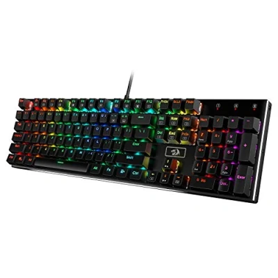 Afbeelding van Redragon K556 Amerikaans mechanisch gamingtoetsenbord, bruine schakelaar, touchscreen en kliktoetsenbord, 18 RGB verlichtingsmodi, volledig programmeerbaar, metalen paneel, ergonomisch
