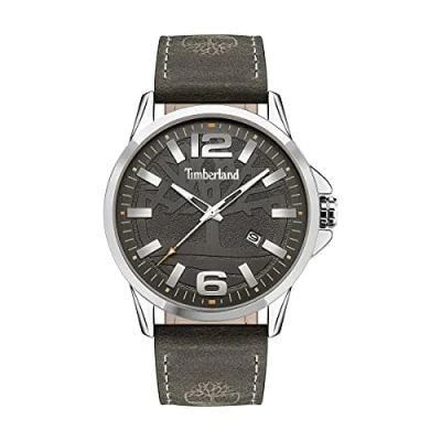 Afbeelding van Timberland Herenhorloge analoog kwarts leren armband TDWJB2004201, Grijs/Zilver, Riem