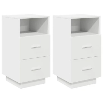 Afbeelding van Nachtkastjes 2 st met lades 36x36x68 cm wit