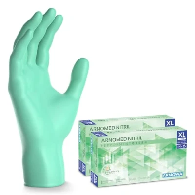 Image de ARNOMED gants jetables vert, nitrile taille XL, gant jetable 200 pièces (2 boîtes), en non poudrés &amp; sans latex, cuisine, a usage unique XS, S, M, L XL