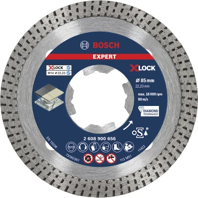 Image de BOSCH 2608900656 Disque de coupe diamanté Expert HardCeramic X LOCK 85x22,23x1,6x7 mm