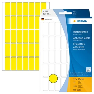 Afbeelding van Herma 2351 universele etiketten 12 x 30 mm 1120 stuks geel