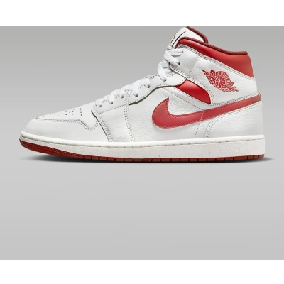 Afbeelding van Jordan AIR 1 MID SE Sneakers hoog, Heren, Maat: 42, White/lobster/dune red/sail Leer en textiel